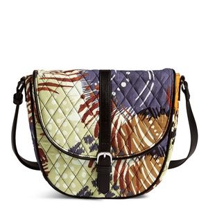 NWT Vera Bradley Painted Feathers Slim Saddle Bag